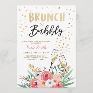 Invitación Ducha Brunéi Bubbly Bridal Champán Oro Rosa