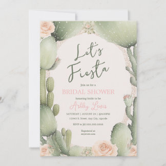 Invitación Ducha Cactus Floral Boho Desert Fiesta