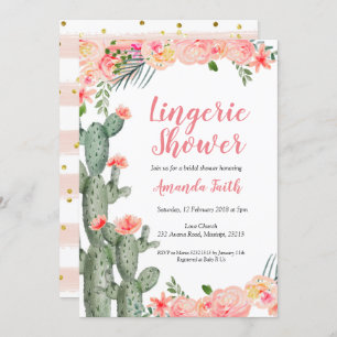 Invitación Ducha Cactus Floral Lingerie Mexicana