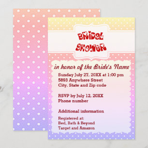 Invitación Ducha cardíaca amarilla, rosa, azul y blanca con p