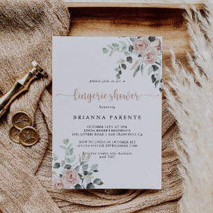 Invitación Ducha clásica de lencería rosa rosada y dorada