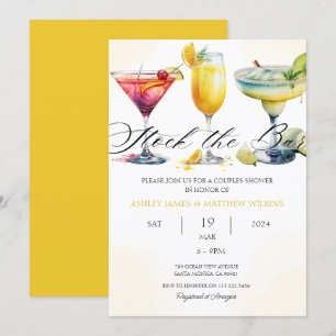 Invitación Ducha Co-Ed para Parejas de Cóctel de Barra de Acc