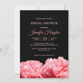 Invitación Ducha colorida y vibrante negra y rosa de novia