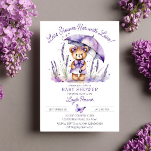 Invitación Ducha con amor osito de peluche bebé shower