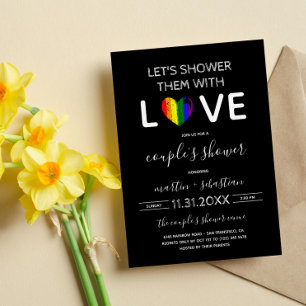Invitación Ducha con amor RainbowHeart La ducha de la pareja