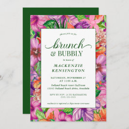 Invitación Ducha con burbujas de brunch verde tropical