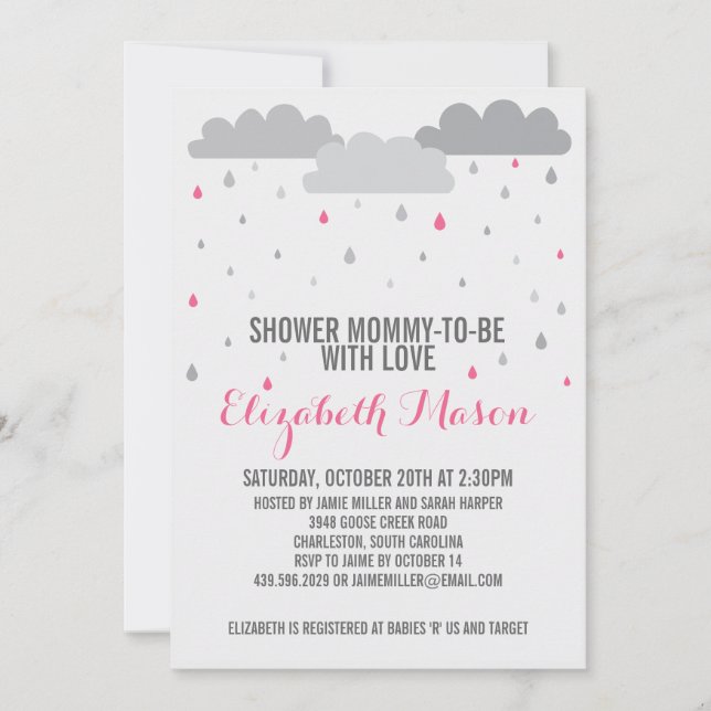 Invitación Ducha con el amor Baby Shower (Anverso)