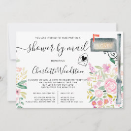 Invitación Ducha con guión de color de agua de resorte floral