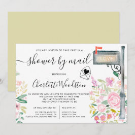 Invitación Ducha con guión de color de agua de resorte floral