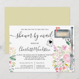 Invitación Ducha con guión de color de agua de resorte floral