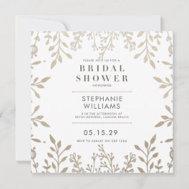 Invitación Ducha cuadrada elegante de oro antiguo