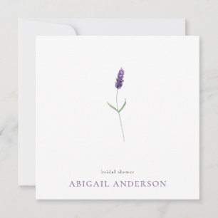 Invitación Ducha cuadrada minimalista de tallo de lavanda sim
