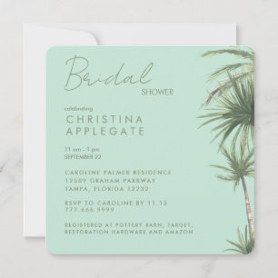 Invitación Ducha cuadrada redondeada nupcial de menta tropica