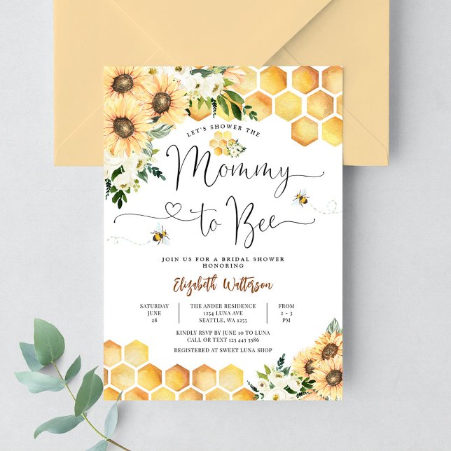 Invitación Ducha de abeja girasol de mamá a bebé (Subido por el creador)