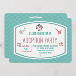 Invitación Ducha de adopción Mariposa rosa y azul moderna