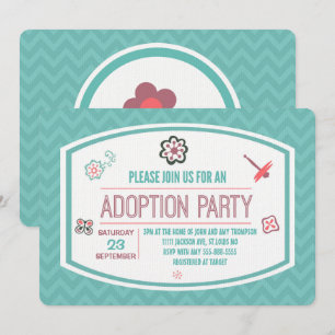 Invitación Ducha de adopción Mariposa rosa y azul moderna