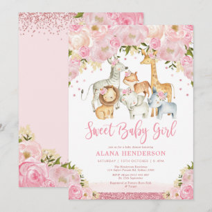 Invitación Ducha de animales de la jungla azari, chica de mod