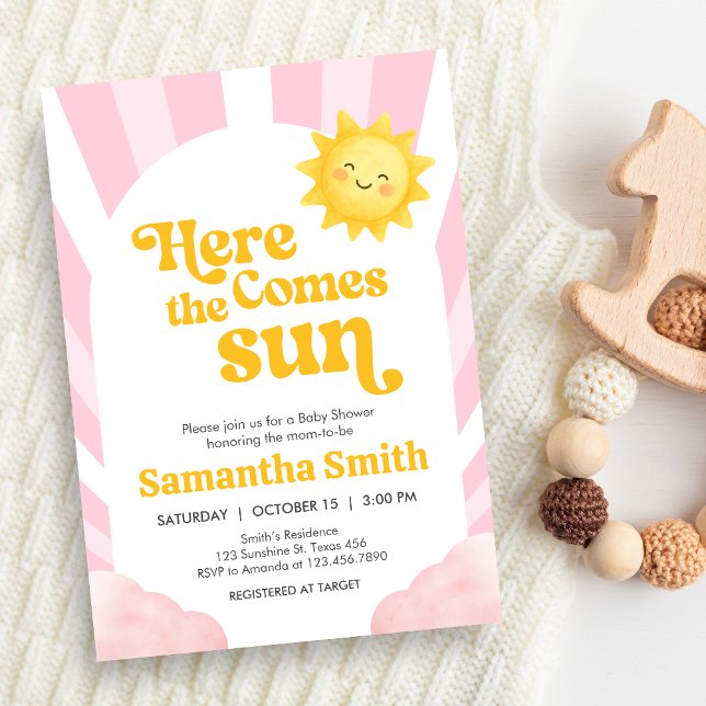 Invitación Ducha de Aquí Viene el Sol para Bebé (Sunshine Baby Shower Invitation)