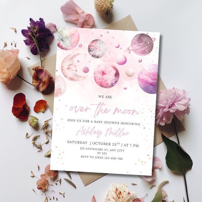 Invitación Ducha De Astronauta Para Niña Sobre La Luna (Subido por el creador)