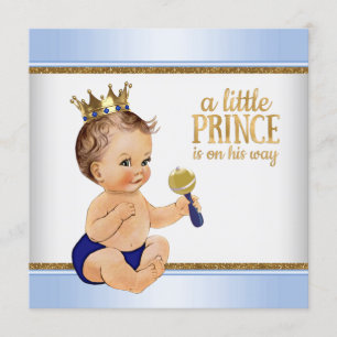 Invitación Ducha de Baby Blue Gold Prince Baby