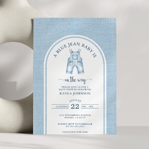 Invitación Ducha de Baby Blue Jean Elegante Arco de Acuarela