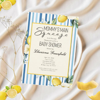 Invitación Ducha de Baby Boy Limón Azul La Principal Preocupa