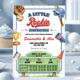 Invitación Ducha de Baby Rookie de Béisbol en Camino