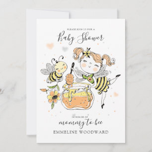 Invitación Ducha de Baby Shower de Mamá Abeja Acuarela