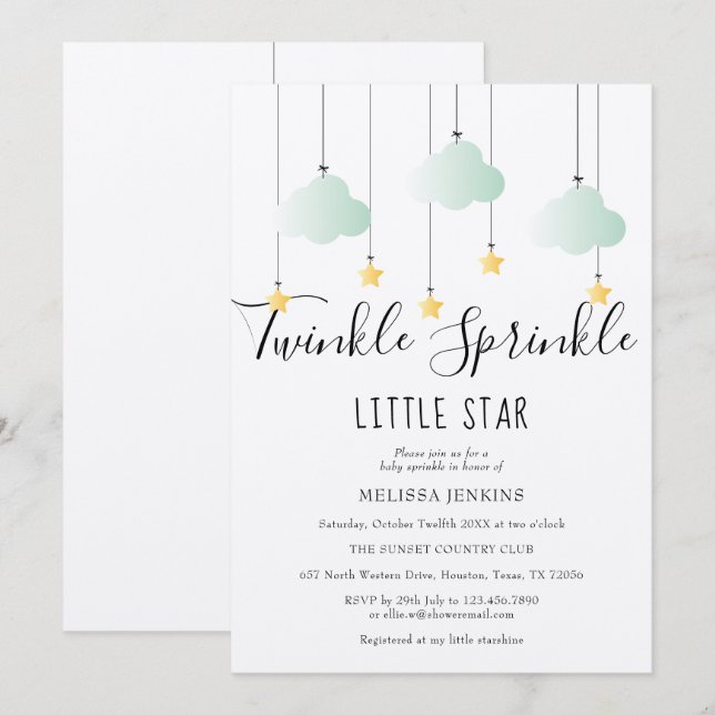 Invitación Ducha de Baby Sprinkle Twinkle Rustico Boho (Anverso / Reverso)