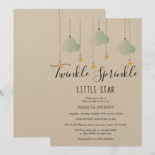 Invitación Ducha de Baby Sprinkle Twinkle Rustico Boho