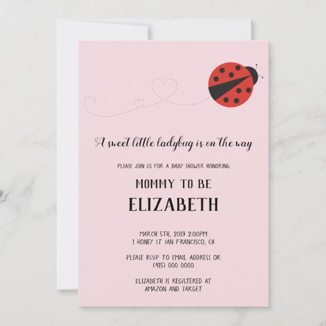 Invitación Ducha de bebé (Anverso)