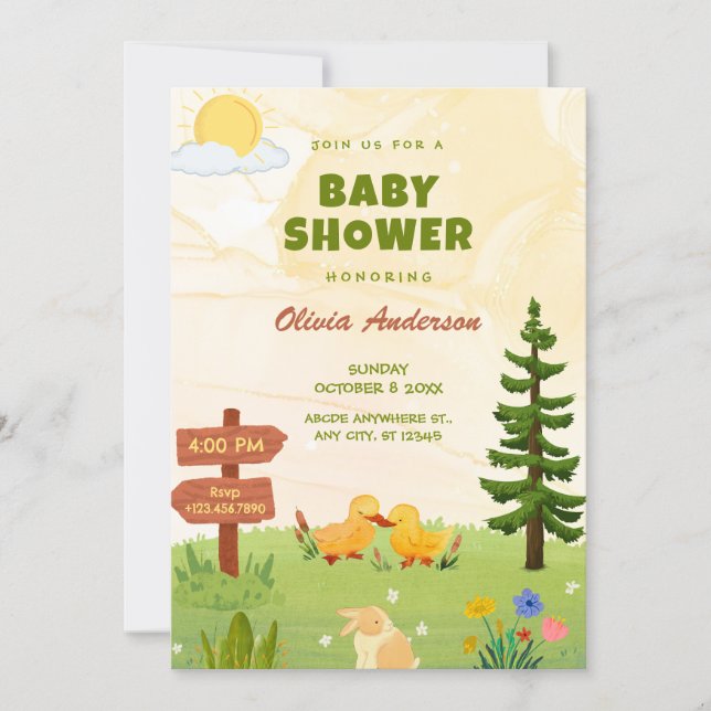 Invitación Ducha de bebé  (Anverso)