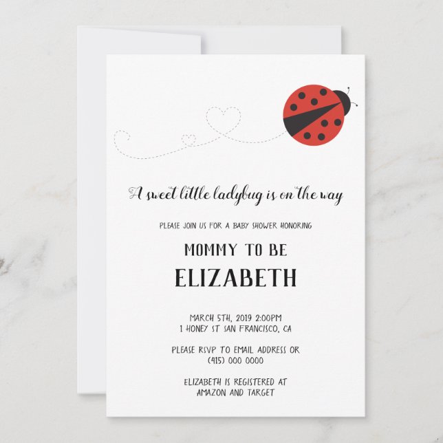 Invitación Ducha de bebé (Anverso)