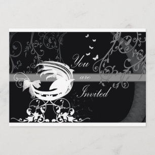 Invitación Ducha de bebé 1 b en blanco y negro