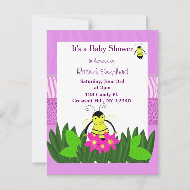 Invitación Ducha de bebé abeja bumble (Anverso)