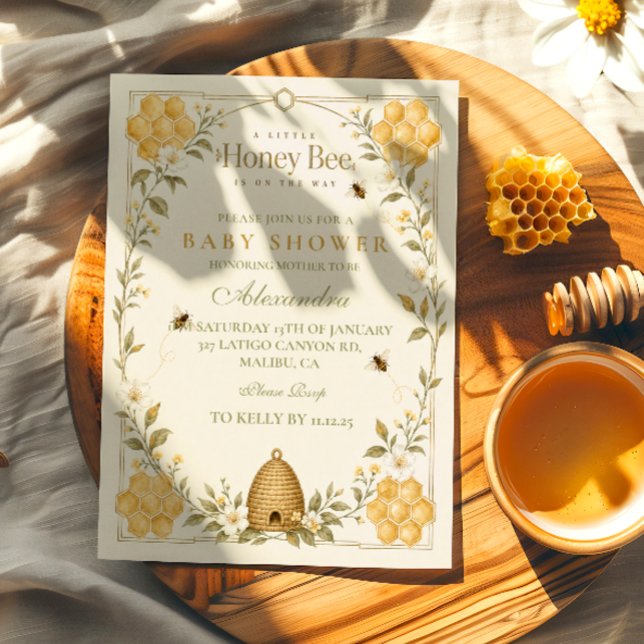 Invitación Ducha de Bebé Abeja de Miel Caprichosa (Subido por el creador)