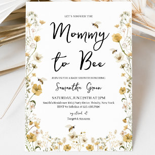 Invitación Ducha de Bebé Abeja Flor Silvestre