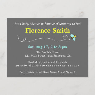Invitación Ducha de bebé abeja moderna para futura mamá