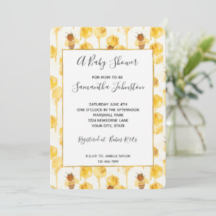 Invitación Ducha de Bebé Abejas de Miel Amarillas Doradas