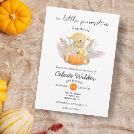 Invitación Ducha de Bebé Acuarela Boho Corderito Calabaza