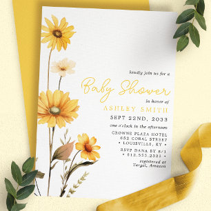 Invitación Ducha de bebé acuarela boho de flor silvestre amar