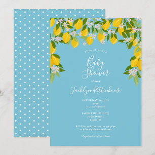 Invitación Ducha de bebé acuarela flor de limón verde