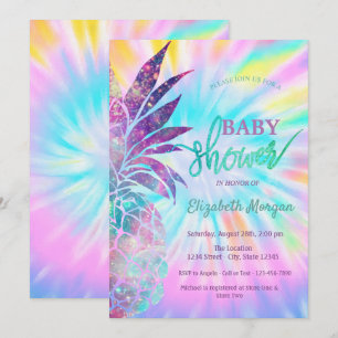 Invitación Ducha de Bebé Adorable Piña Tie Dye
