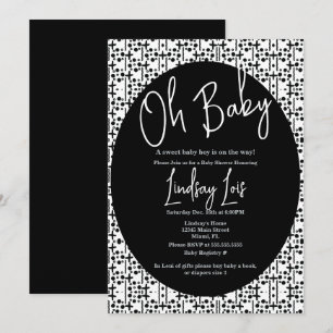 Invitación Ducha de bebé africano moderna en blanco y negro