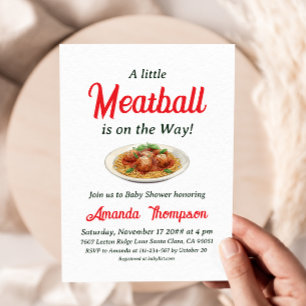 Invitación Ducha de Bebé Albóndigas Pequeñas de Pasta Italian