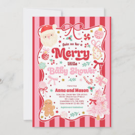 Invitación Ducha de Bebé Alegre Navidad Coquette Bow