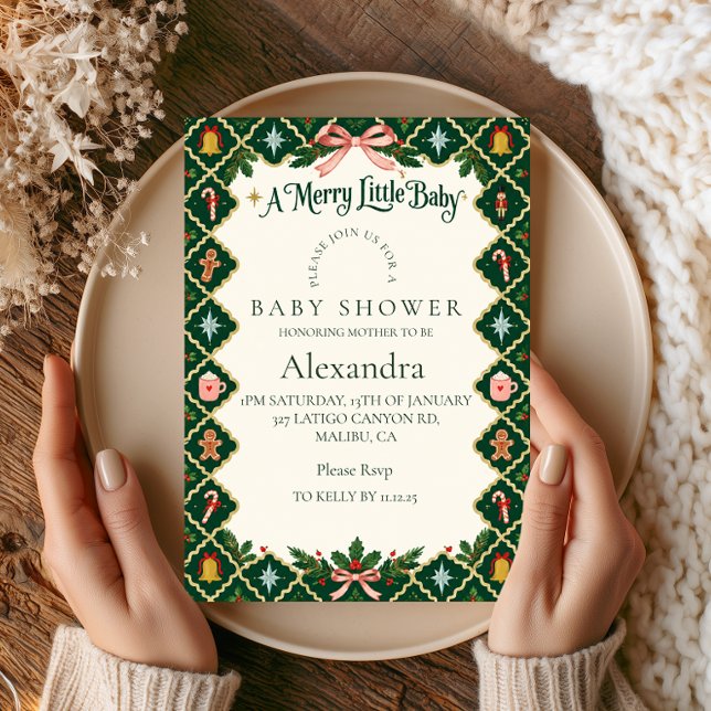 Invitación Ducha de Bebé Alegre Oro Verde (Subido por el creador)
