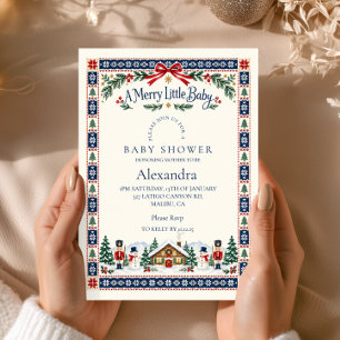 Invitación Ducha de Bebé Alegre Pequeño Cabaña Nórdica
