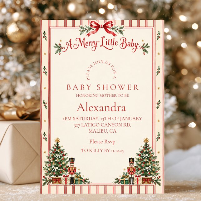 Invitación Ducha de bebé alegre raya roja (Subido por el creador)