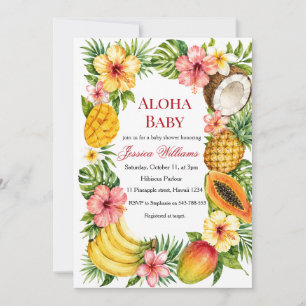 Invitación Ducha de Bebé Aloha Baby Hibisco Hawaiano